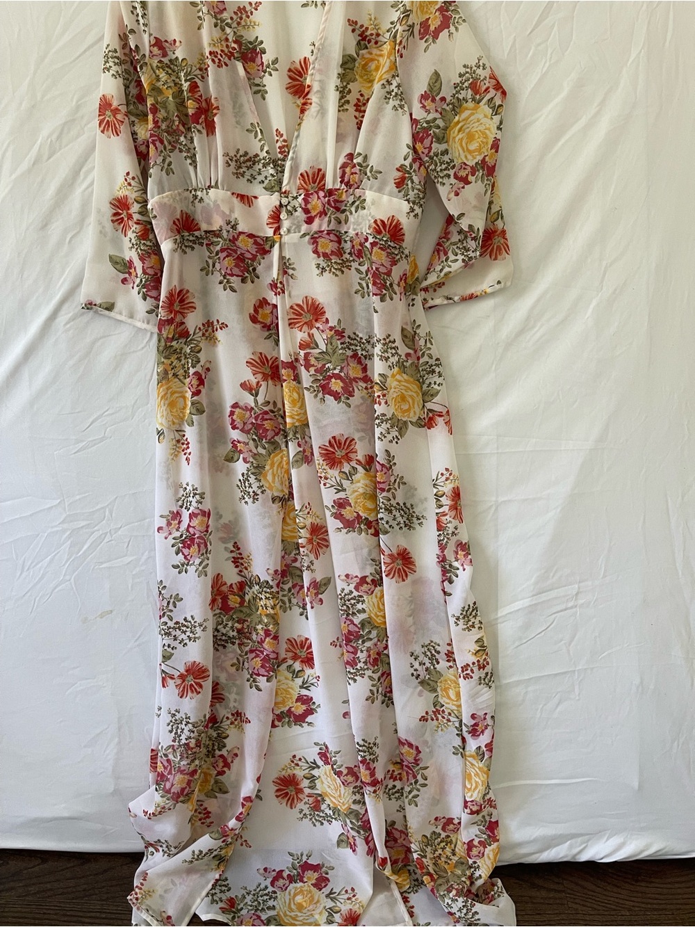Live 4 Truth Floral Maxi Duster  in White with Yellow & Pink Roses